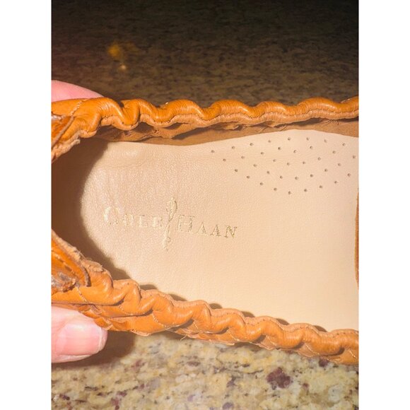 Cole Haan Tan Leather Woven Slip-On Loafers Moccasins Comfort Driving Shoes 6 - Picture 5 of 9